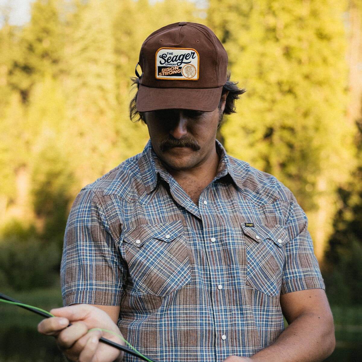 Bison Waxed Snapback Brown
