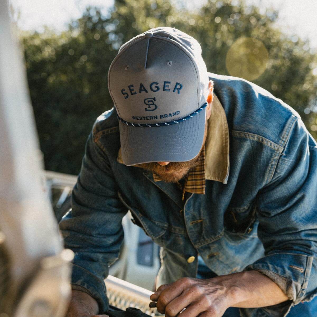 Branded Snapback Faded Denim