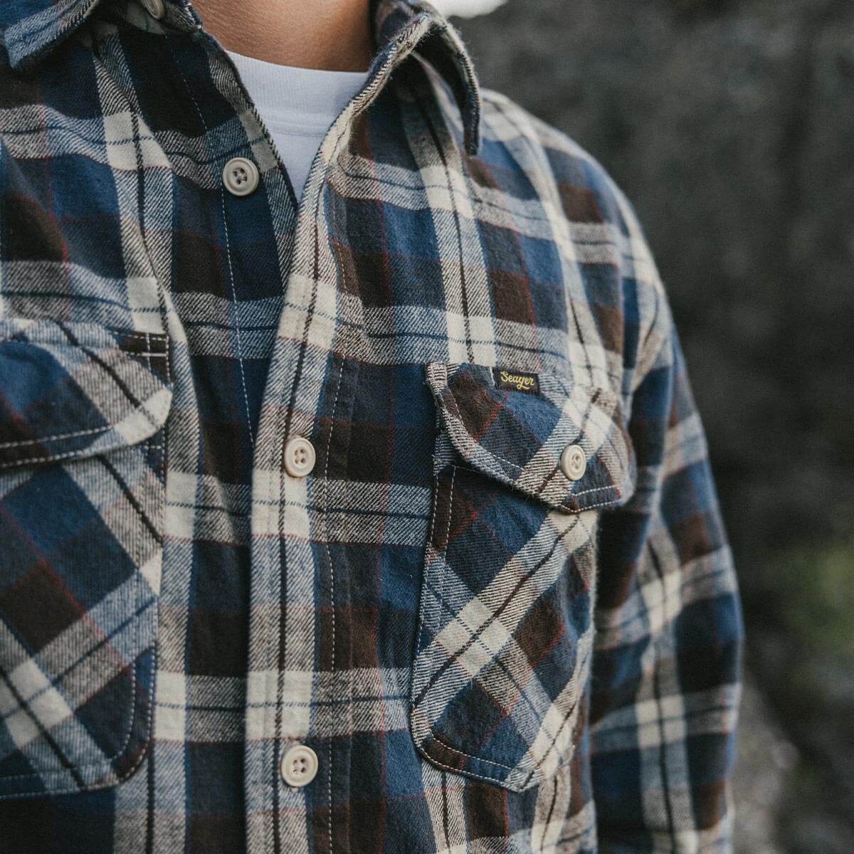 Calico Flannel Navy/Aged Brown