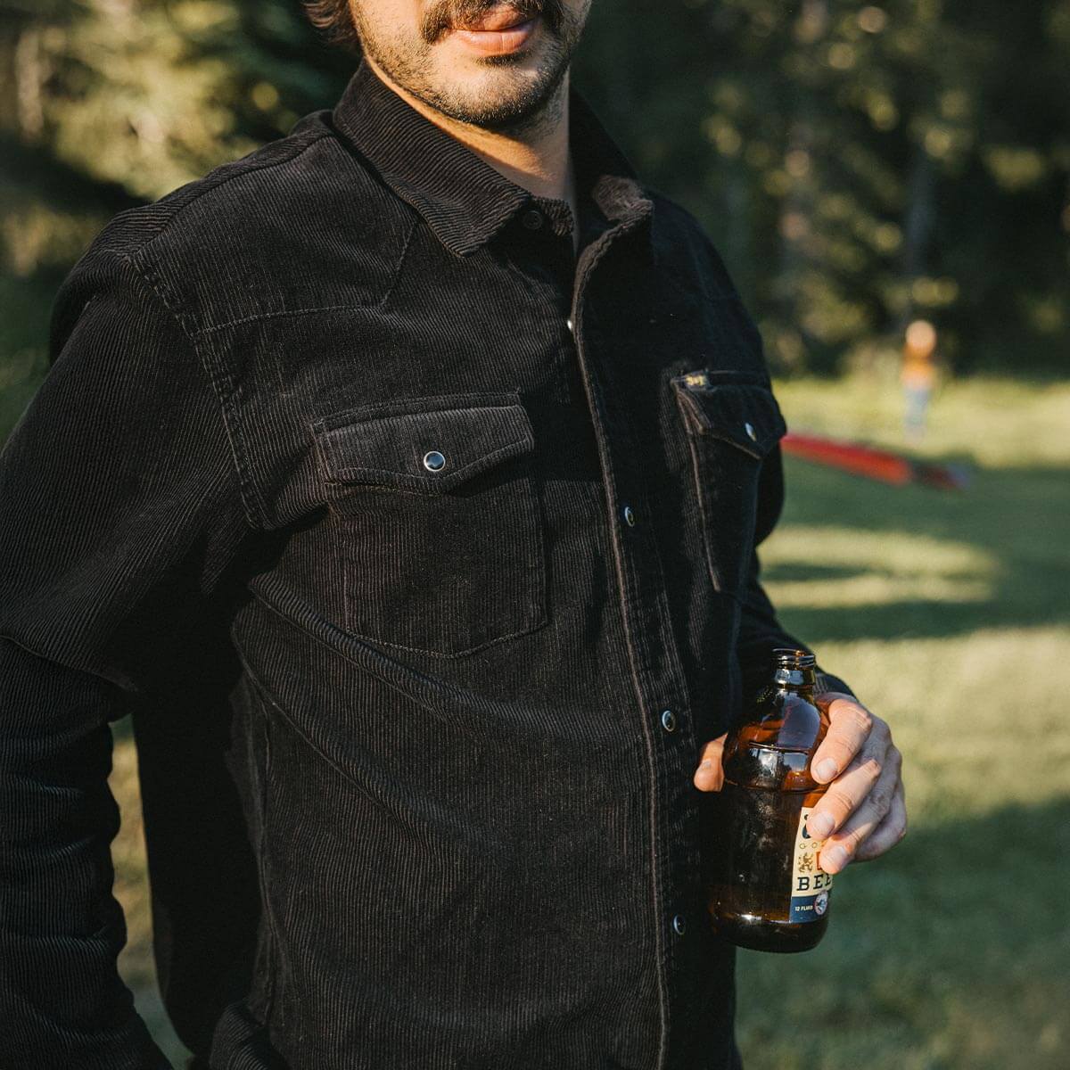 Reagan Pearl Snap Corduroy Black – Seager Co.