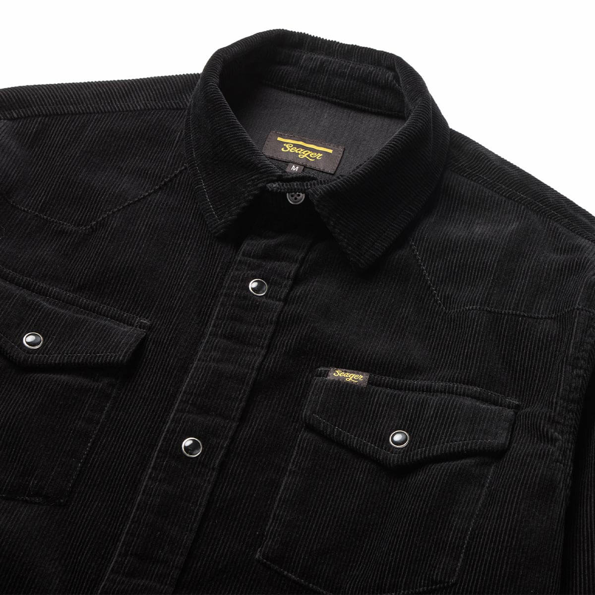 Reagan Pearl Snap Corduroy Black – Seager Co.