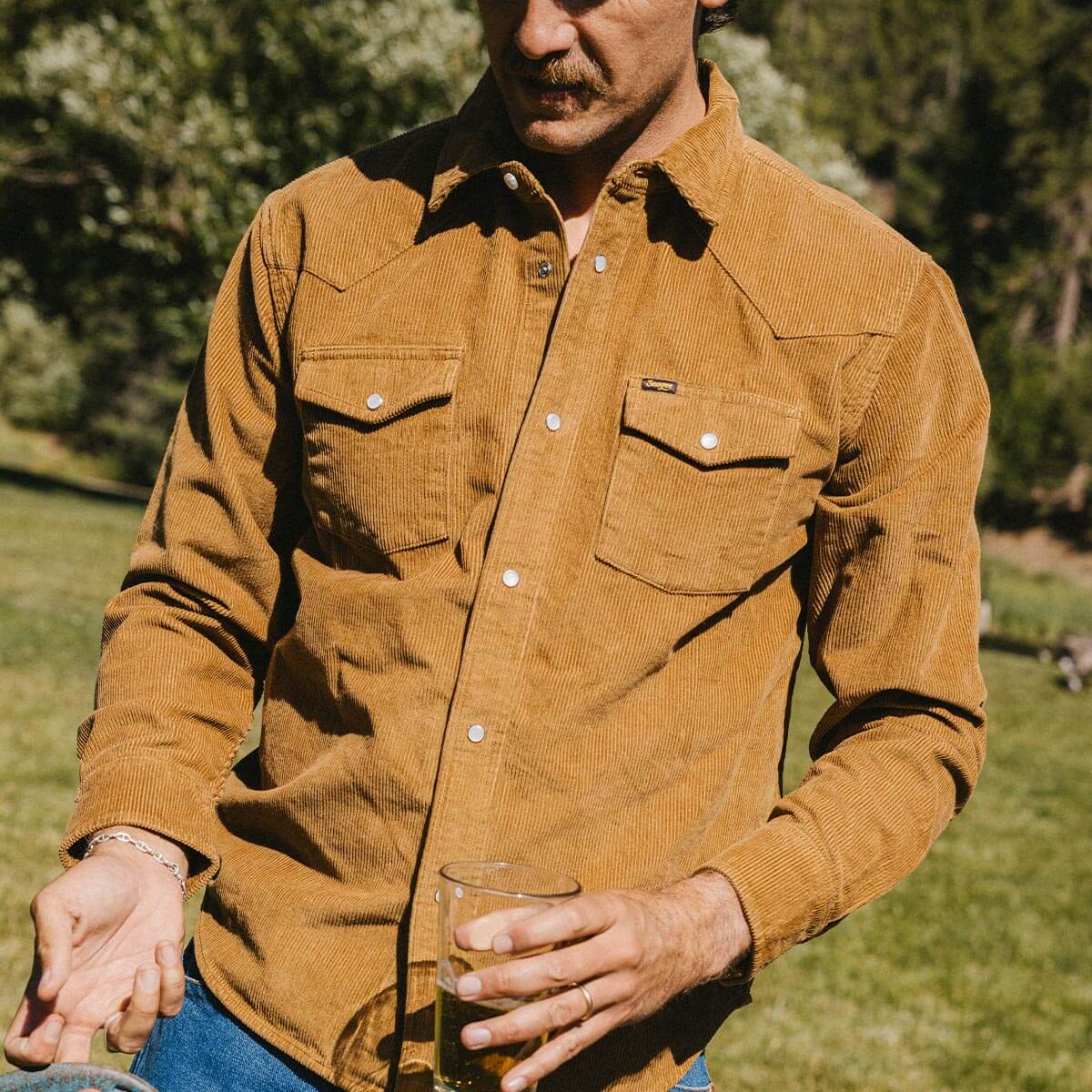 Reagan Pearl Snap Corduroy Carmel