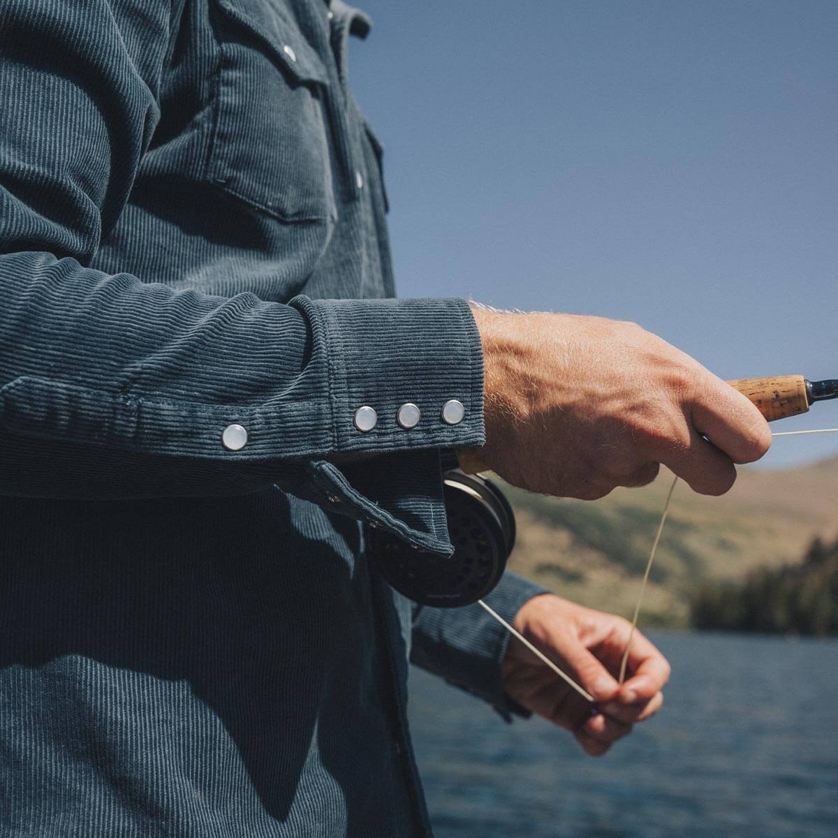 Reagan Pearl Snap Corduroy Stormy Blue