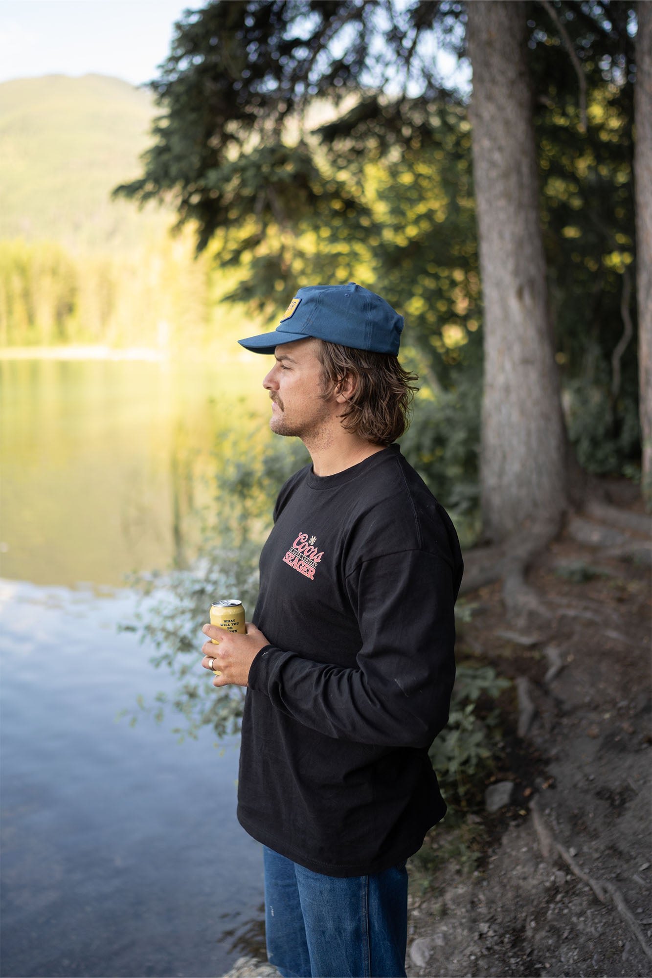 SEAGER X COORS BANQUET BRAND L/S TEE BLACK