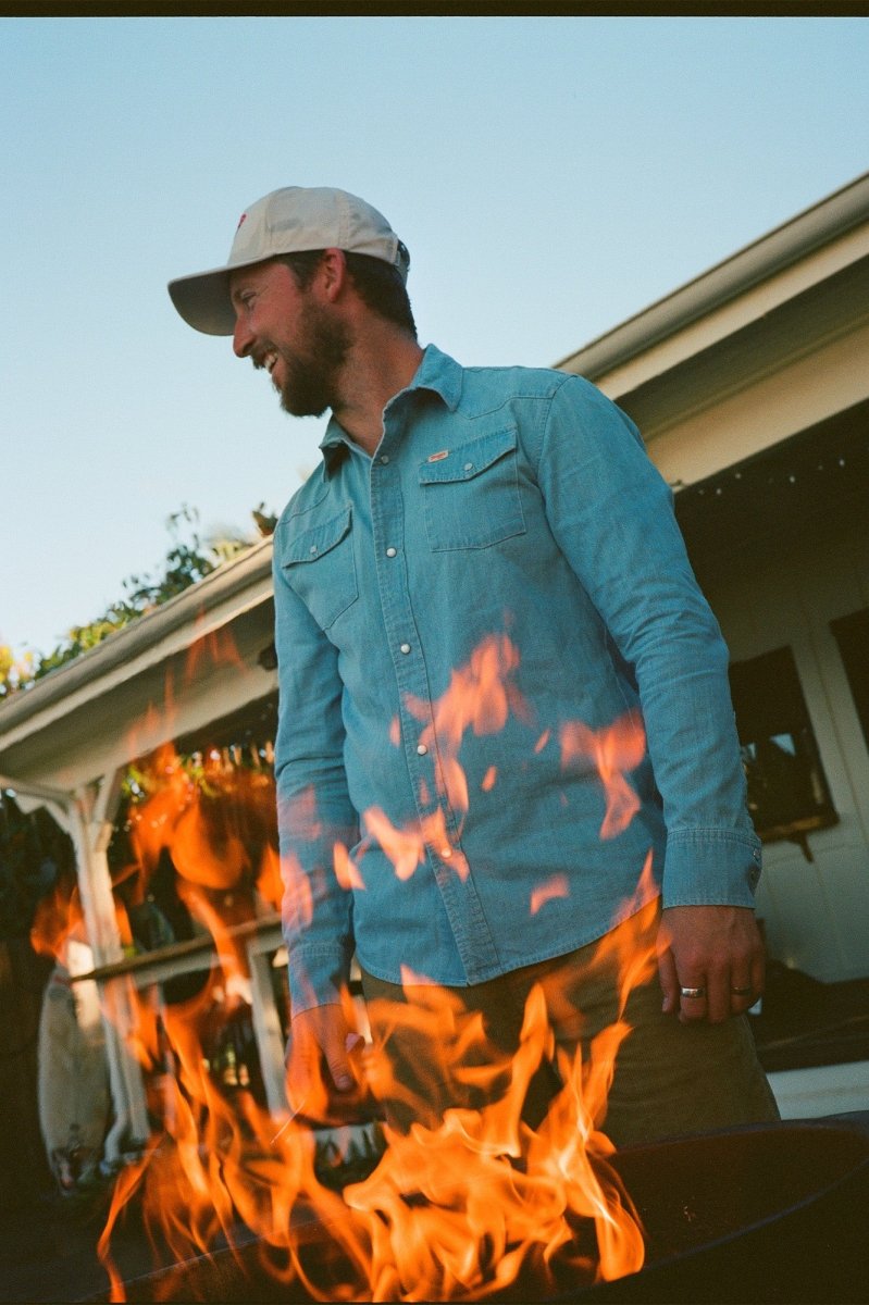 Reagan Pearl Snap Light Wash Indigo - Seager Co.