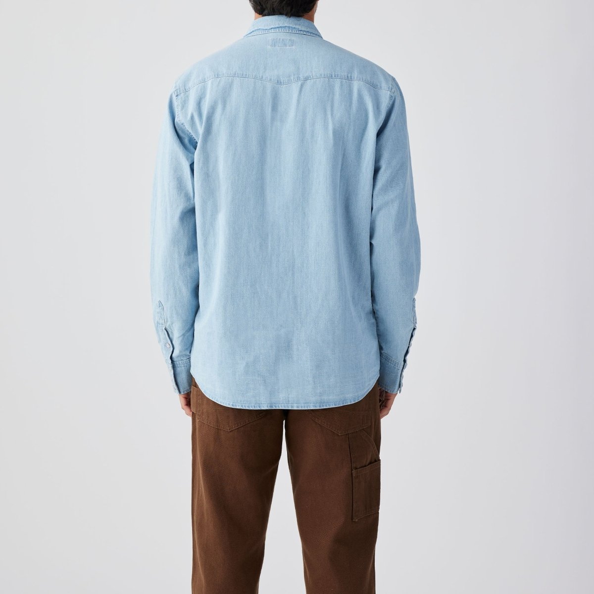 Reagan Pearl Snap Light Wash Indigo - Seager Co.