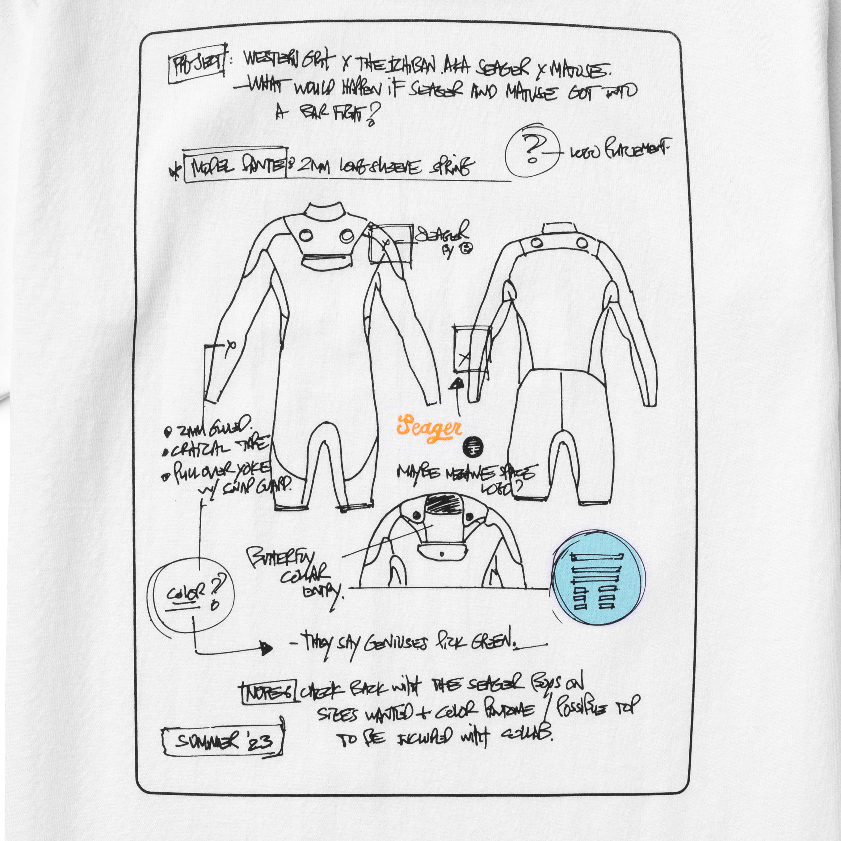 Seager x Matuse Sketchbook Tee White