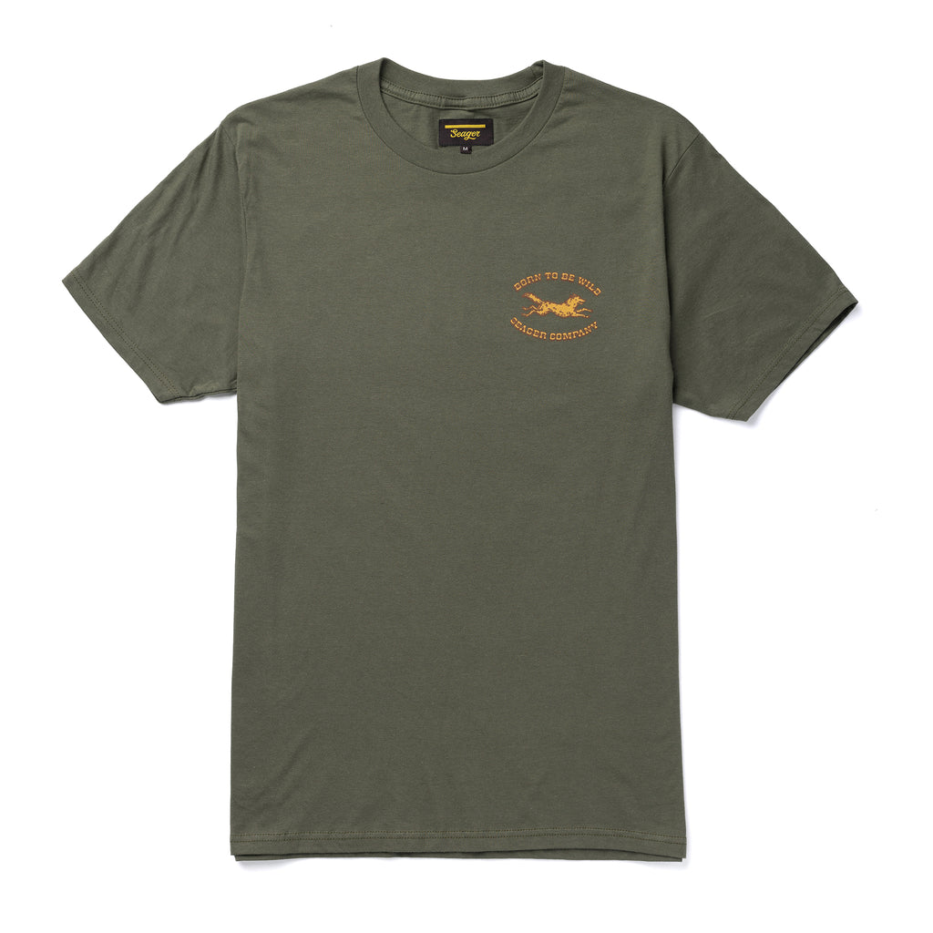Born Wild Tee Army Green