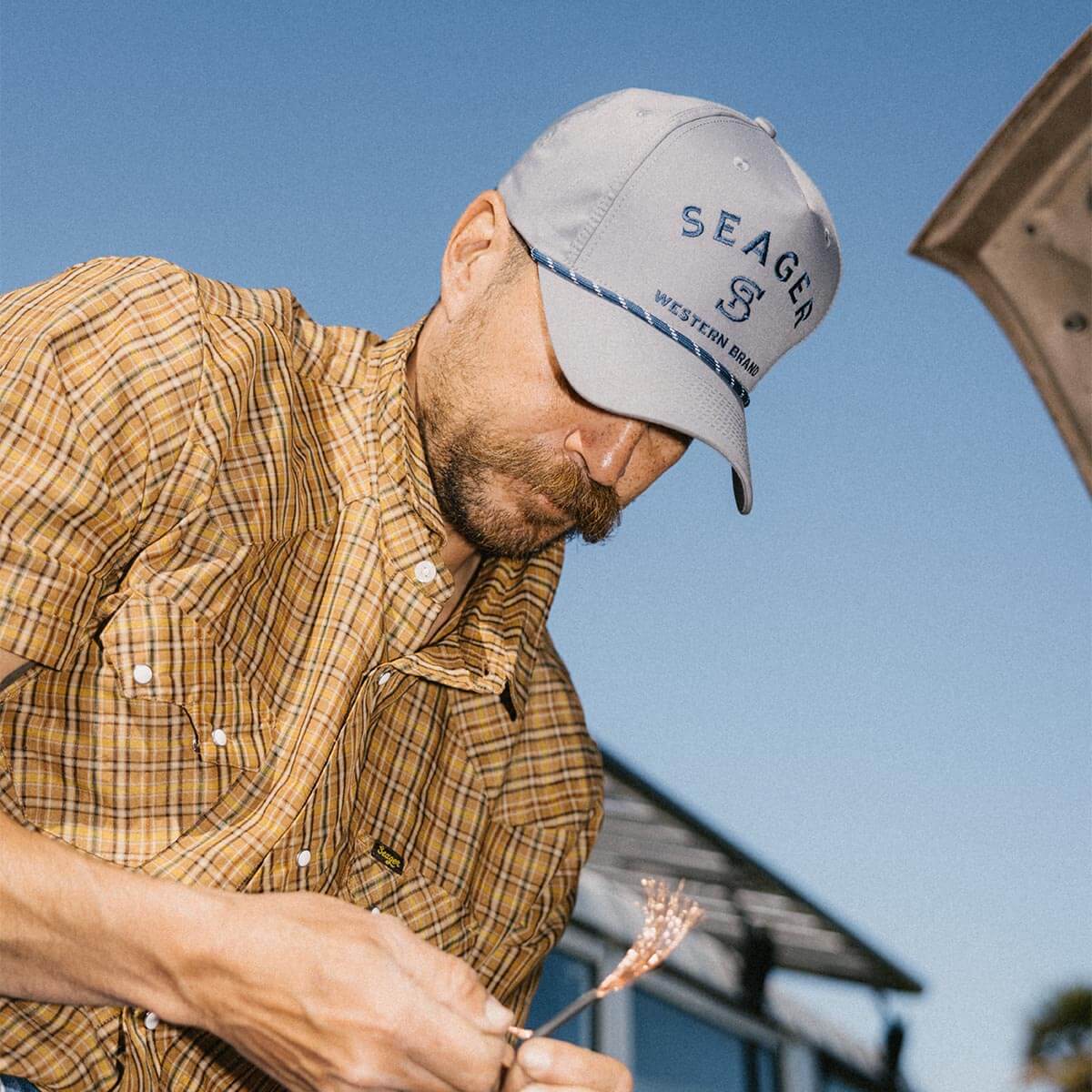 Branded Snapback Faded Denim