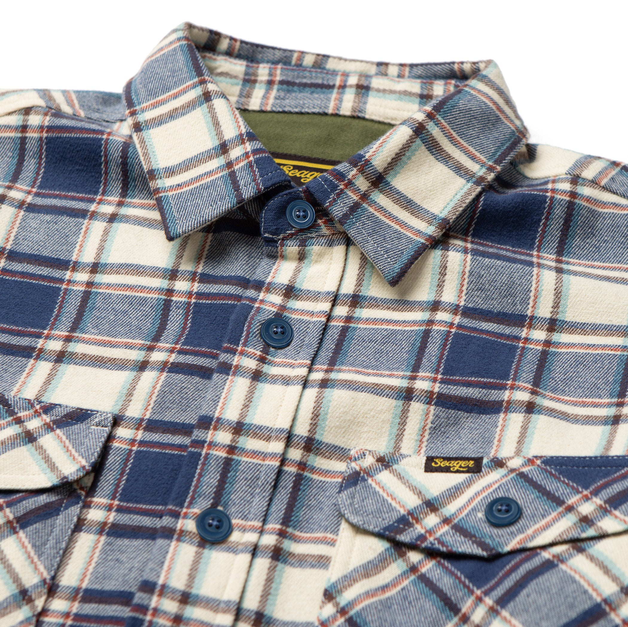 Calico Flannel Natural Blue