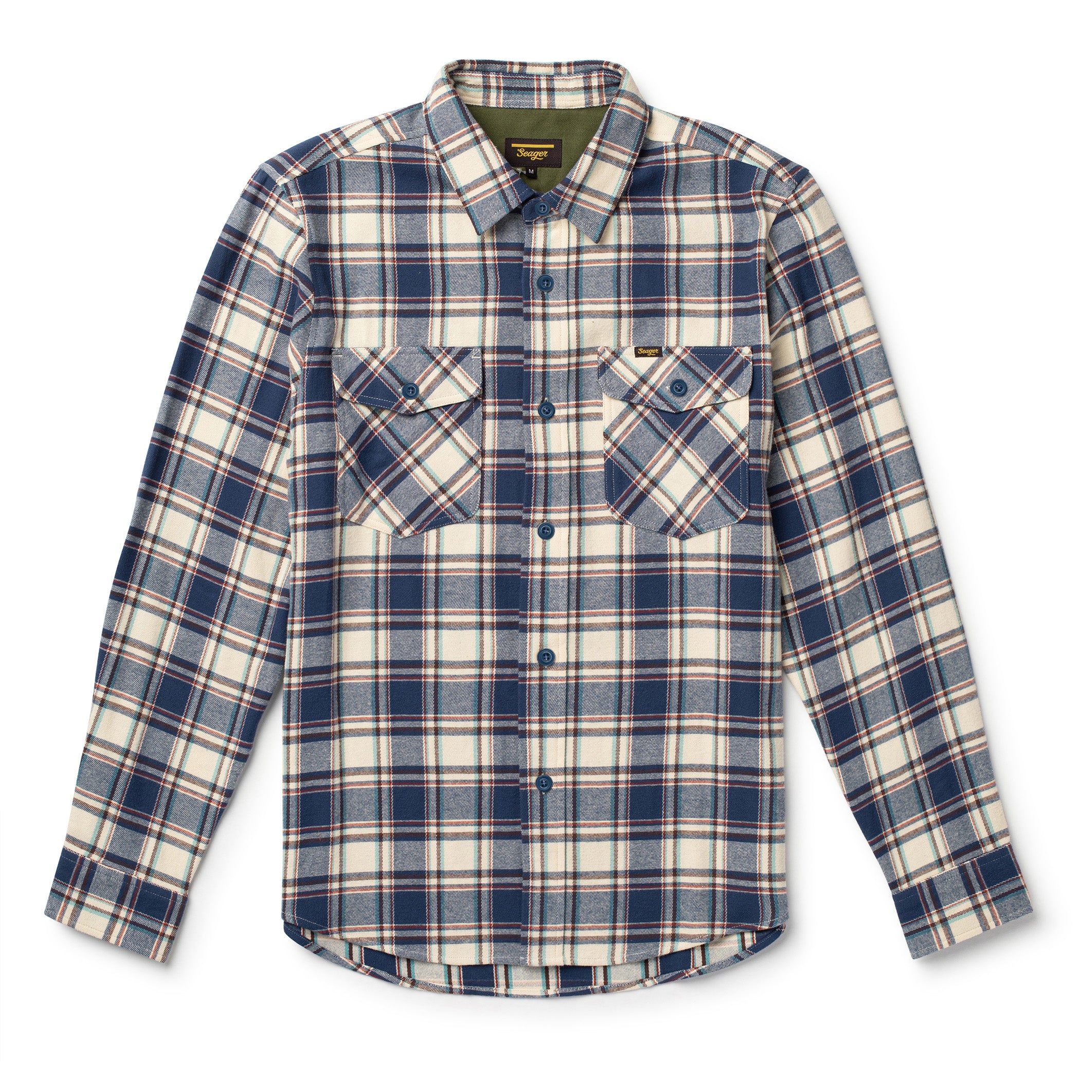 Calico Flannel Natural Blue