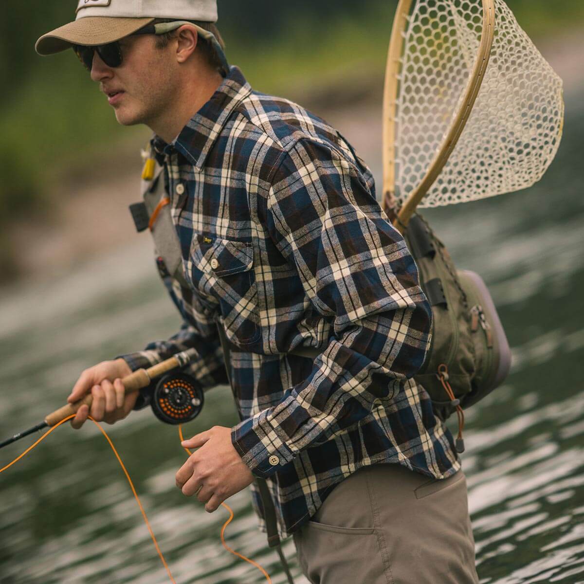 Calico Flannel Navy/Aged Brown