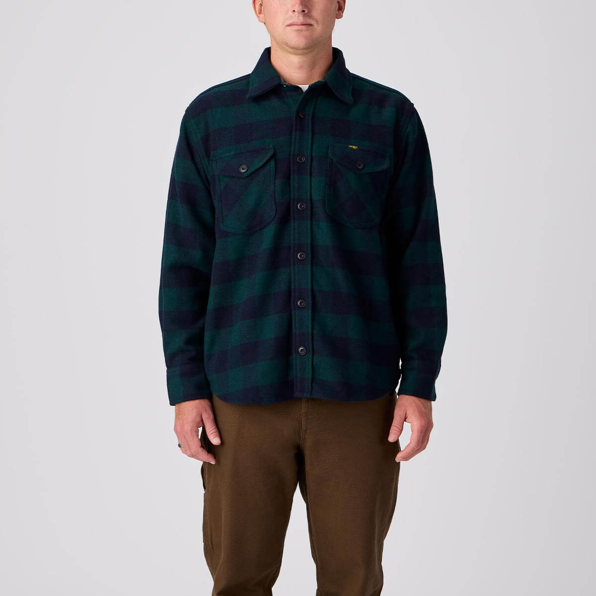 Thick Cut Heavyweight Flannel Dark Blue Green