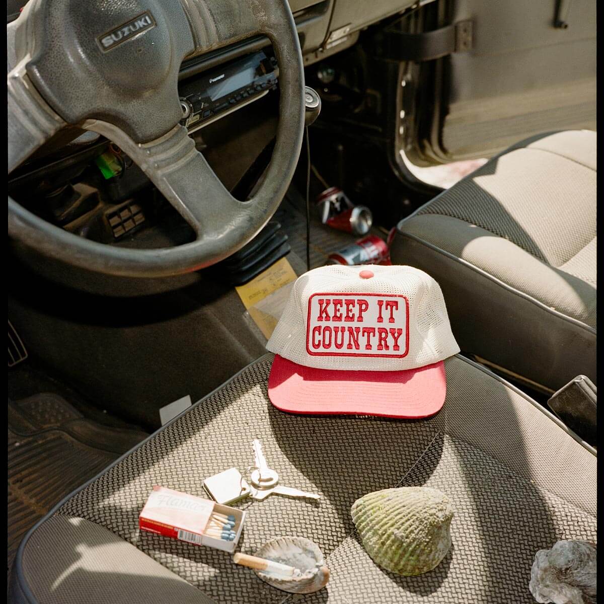 Keep It Country Mesh Trucker Snapback Cream/Red