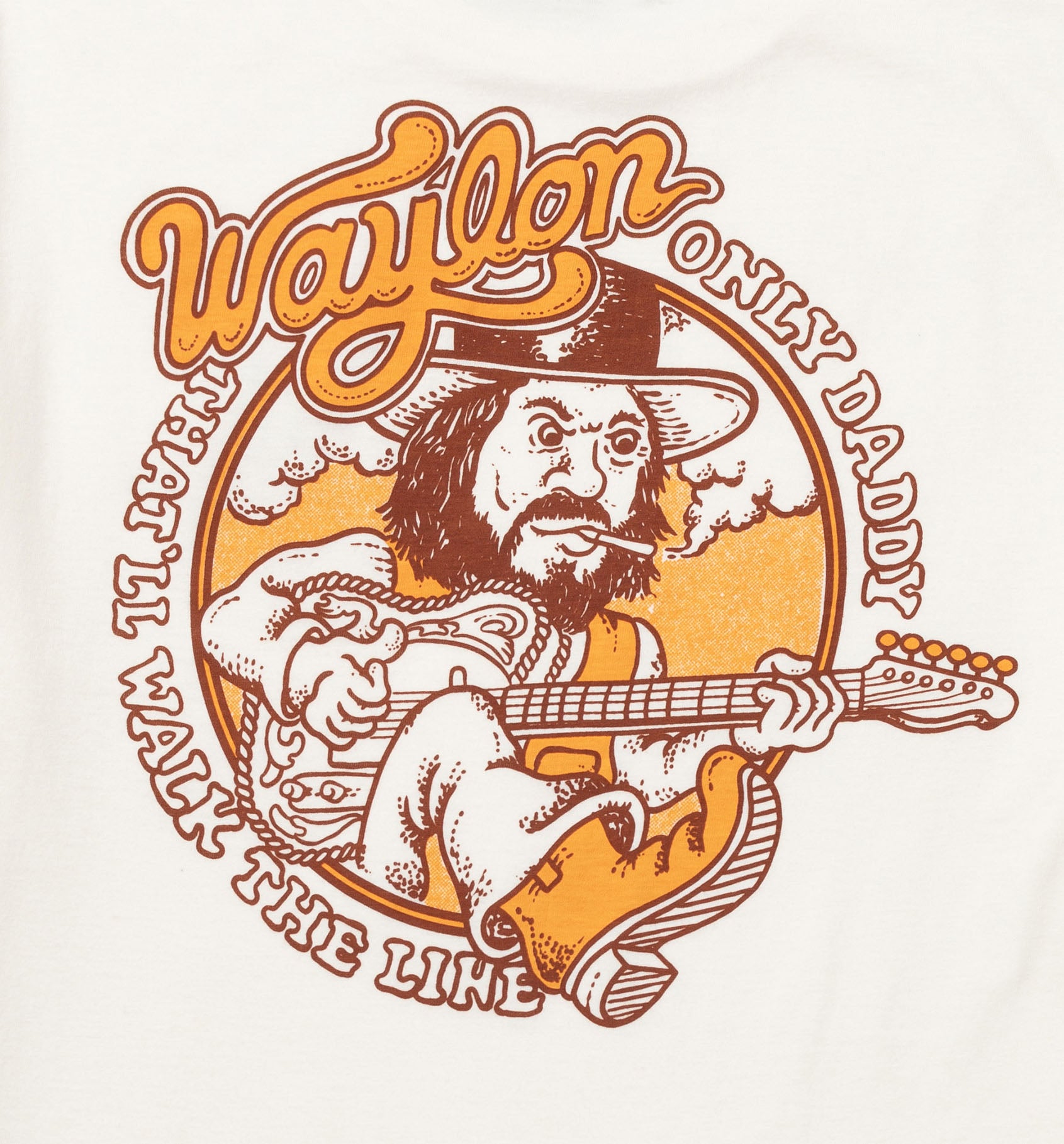 Seager x Waylon Jennings Only Daddy That'll Walk the Line Tee White