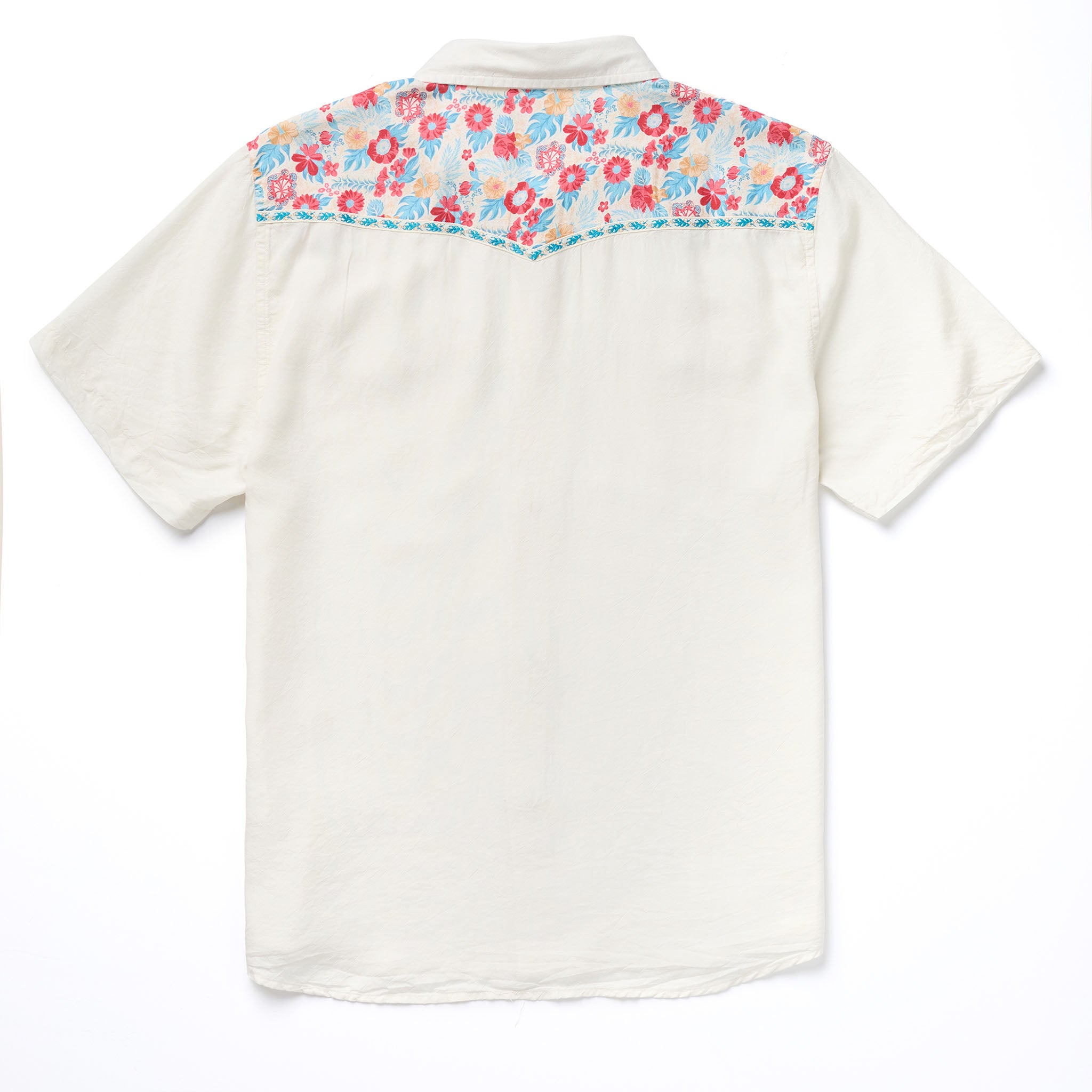 Amarillo S/S Flora Snap Shirt Vintage White