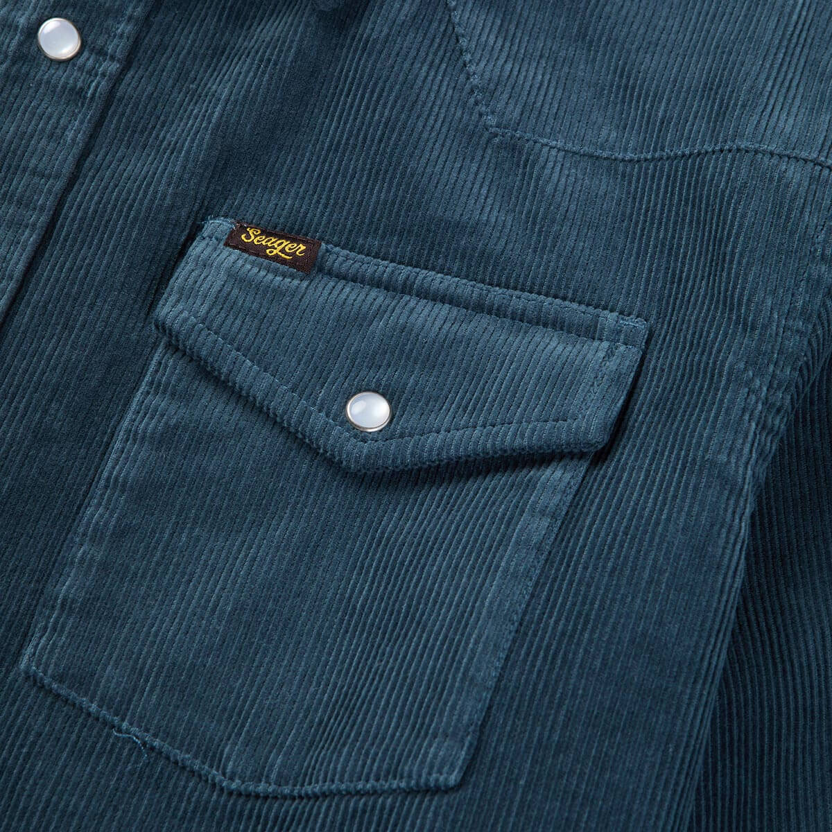 Reagan Pearl Snap Corduroy Stormy Blue