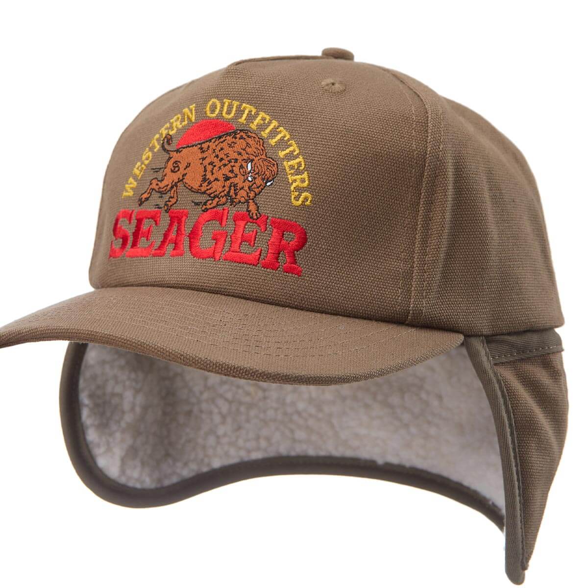 Brown cap with Seager logo on a white background