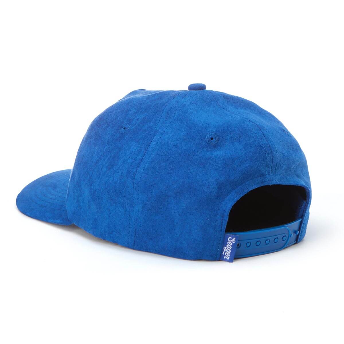 Blue suede cap on a white background