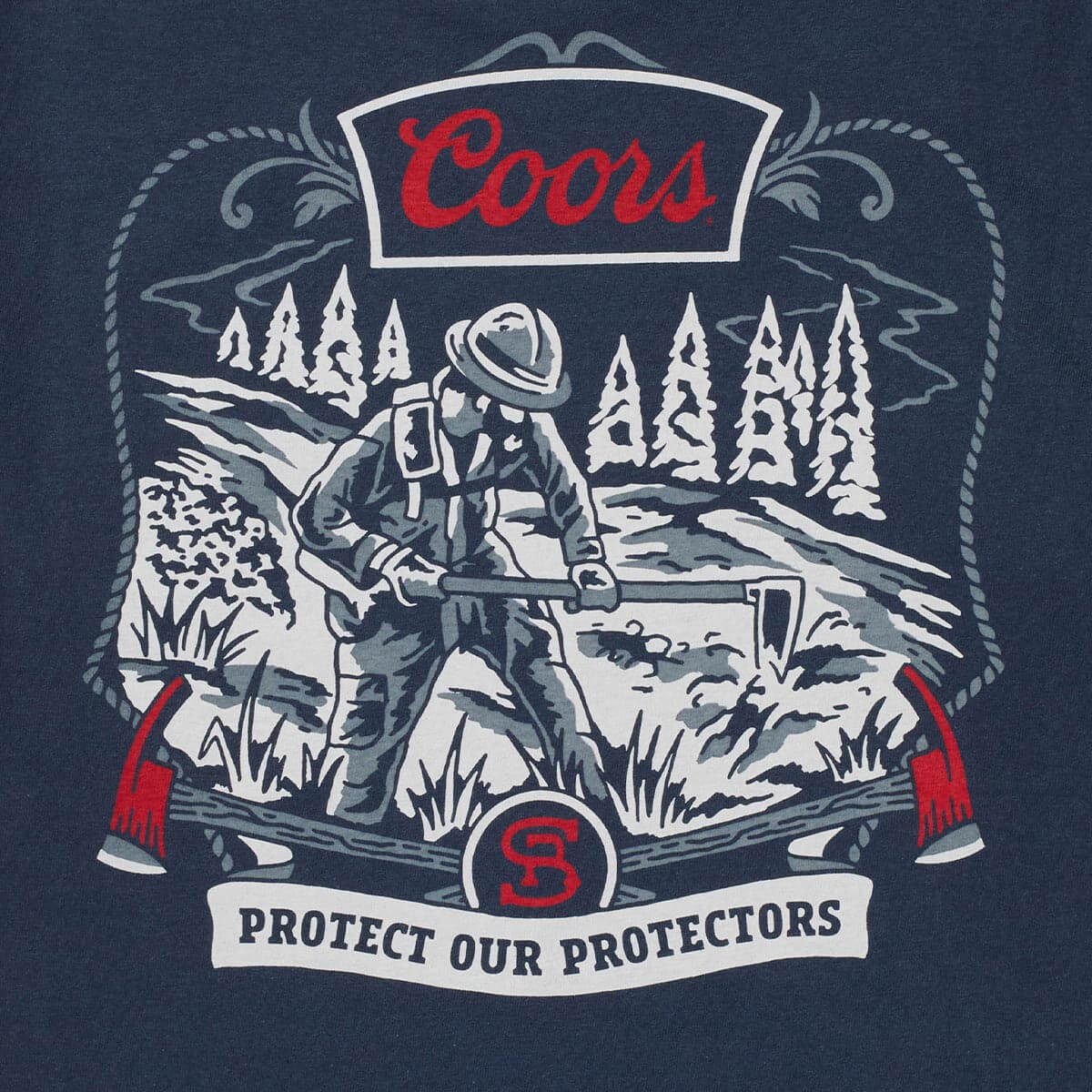 Seager x Coors Banquet Forest Line Tee Navy