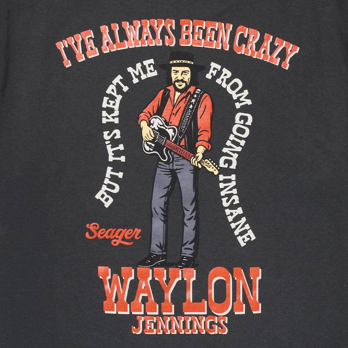 Seager x Waylon Jennings Always Been Crazy Tee Vintage Black