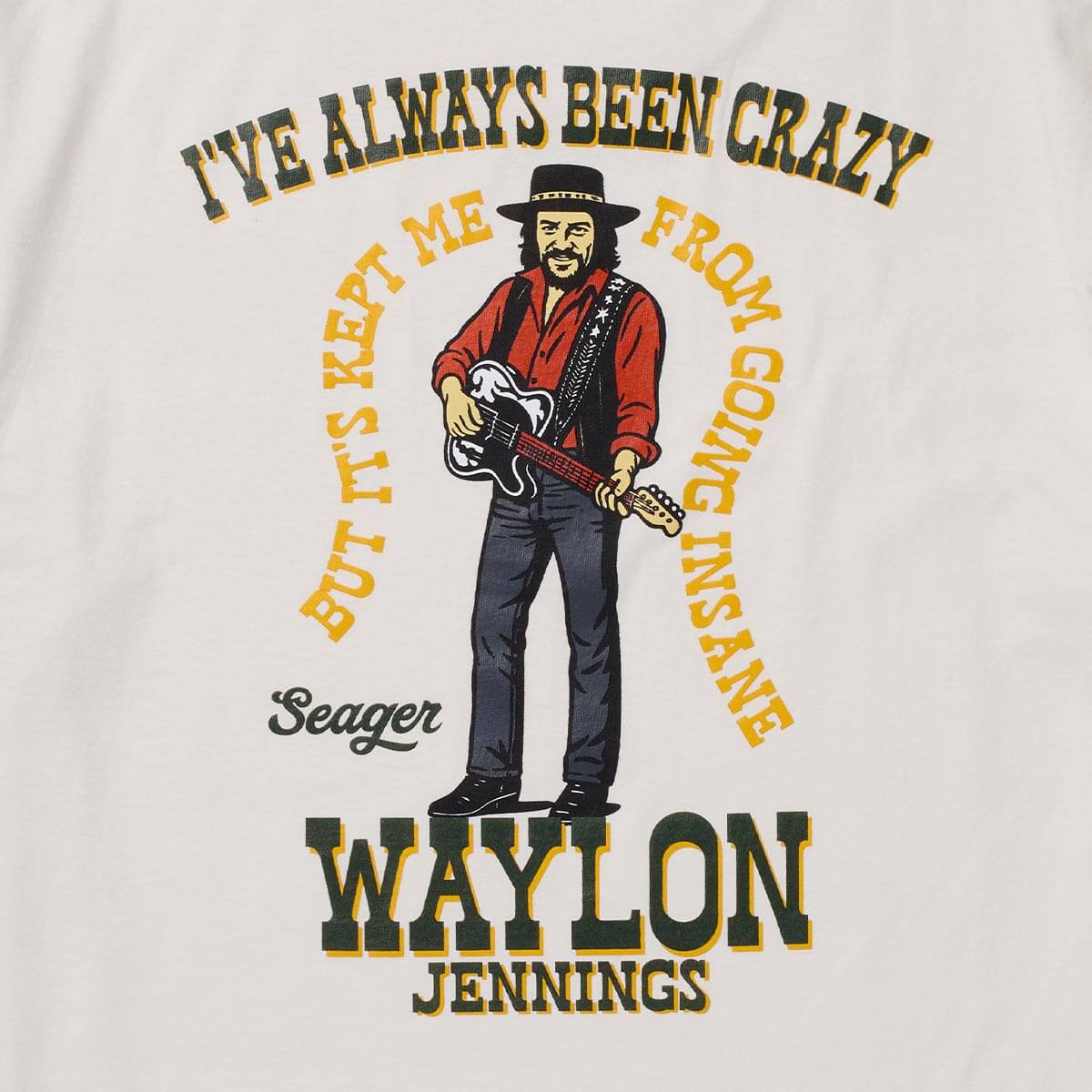 Seager x Waylon Jennings Always Been Crazy Tee Vintage White