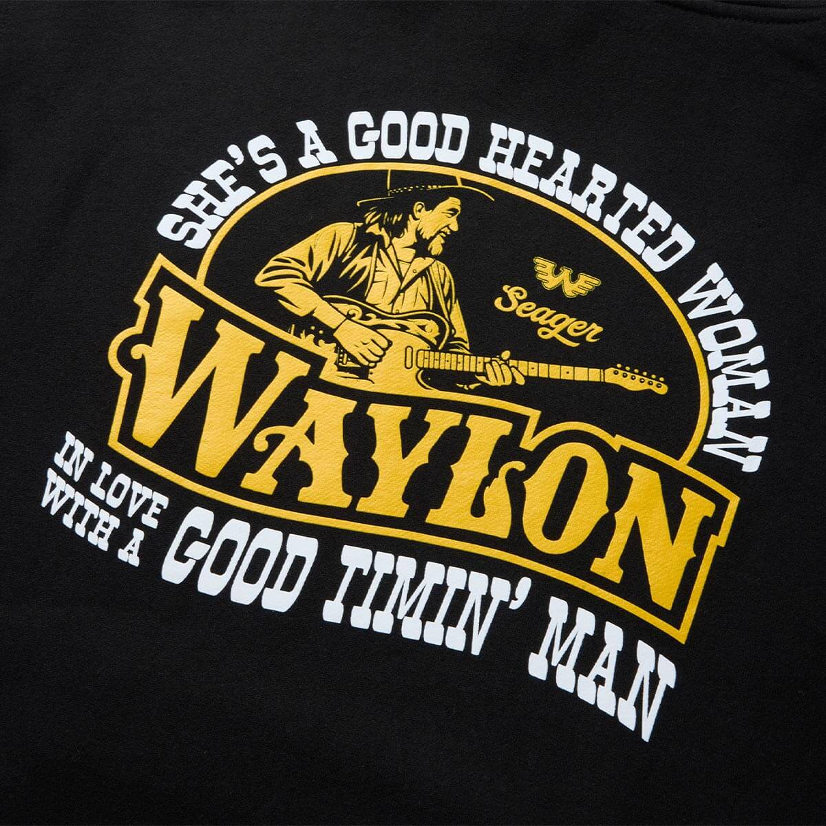 Seager x Waylon Jennings Good Hearted Woman Hoodie Black