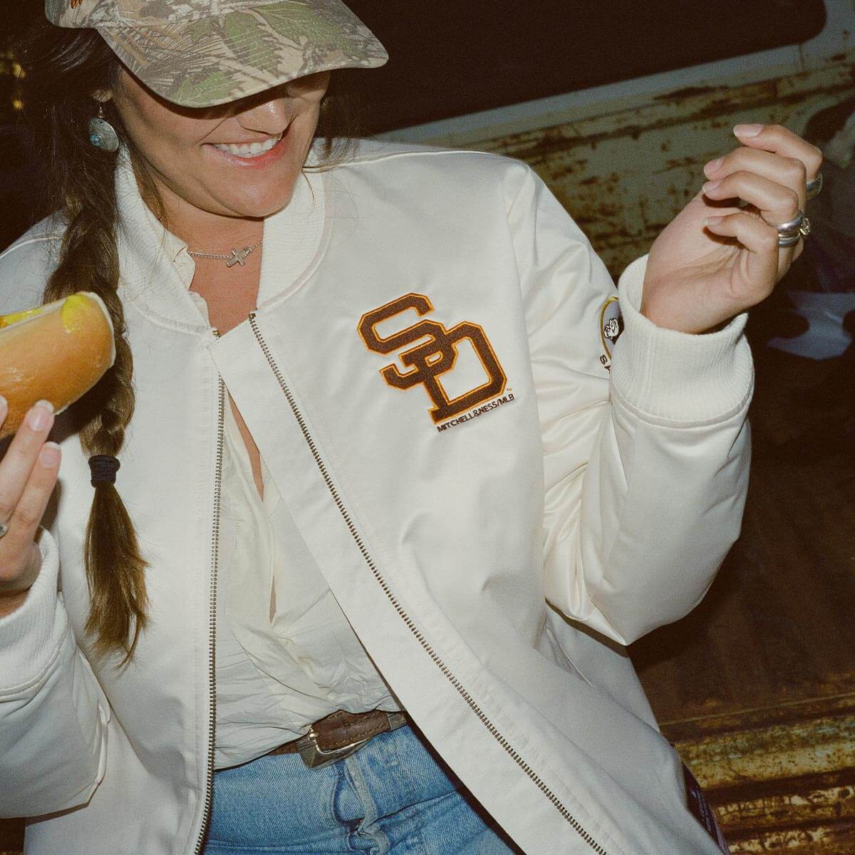 Seager x Padres Win the West Bomber Jacket Cream