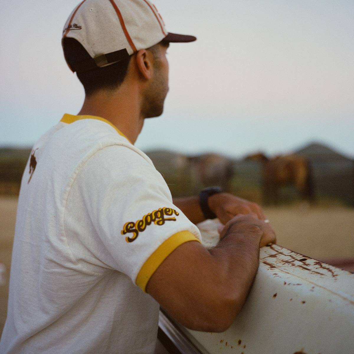 Seager x Padres Win the West Ringer Tee Vintage White