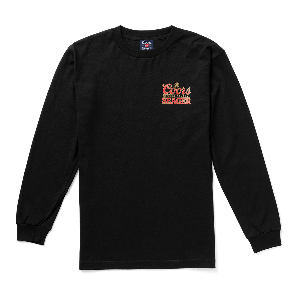 SEAGER X COORS BANQUET BRAND L/S TEE BLACK