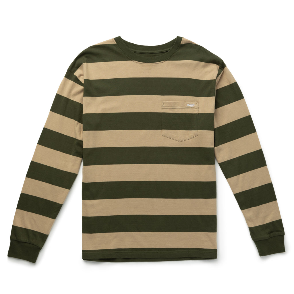 Canyon Stripe Crew LS Forest/Stone