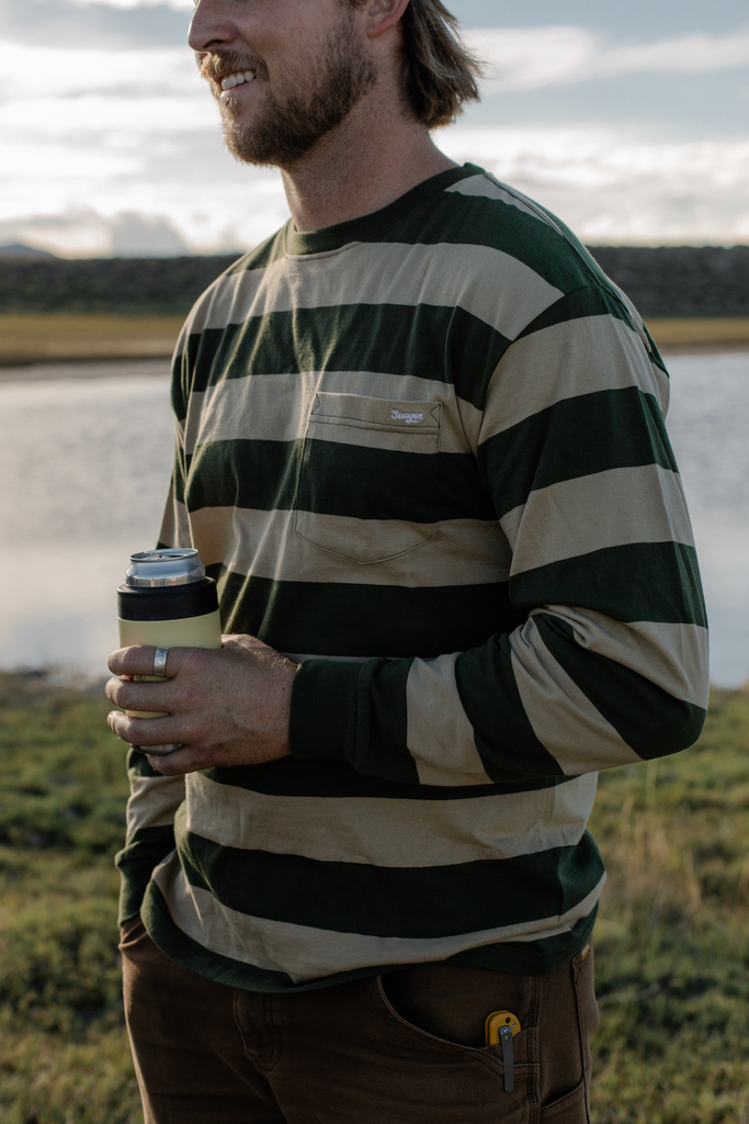Canyon Stripe Crew LS Forest/Stone