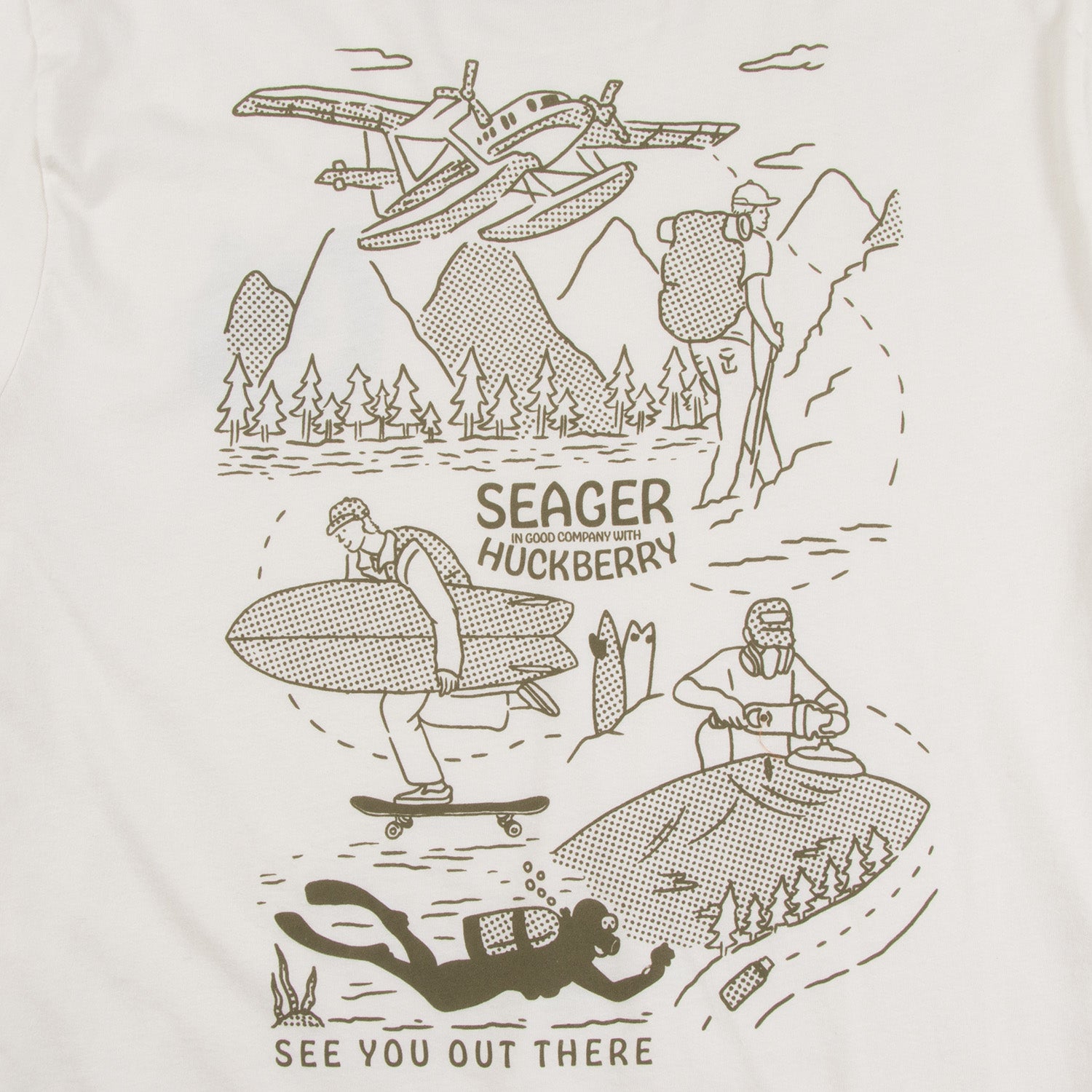 Seager x Huckberry Map Tee Vintage White